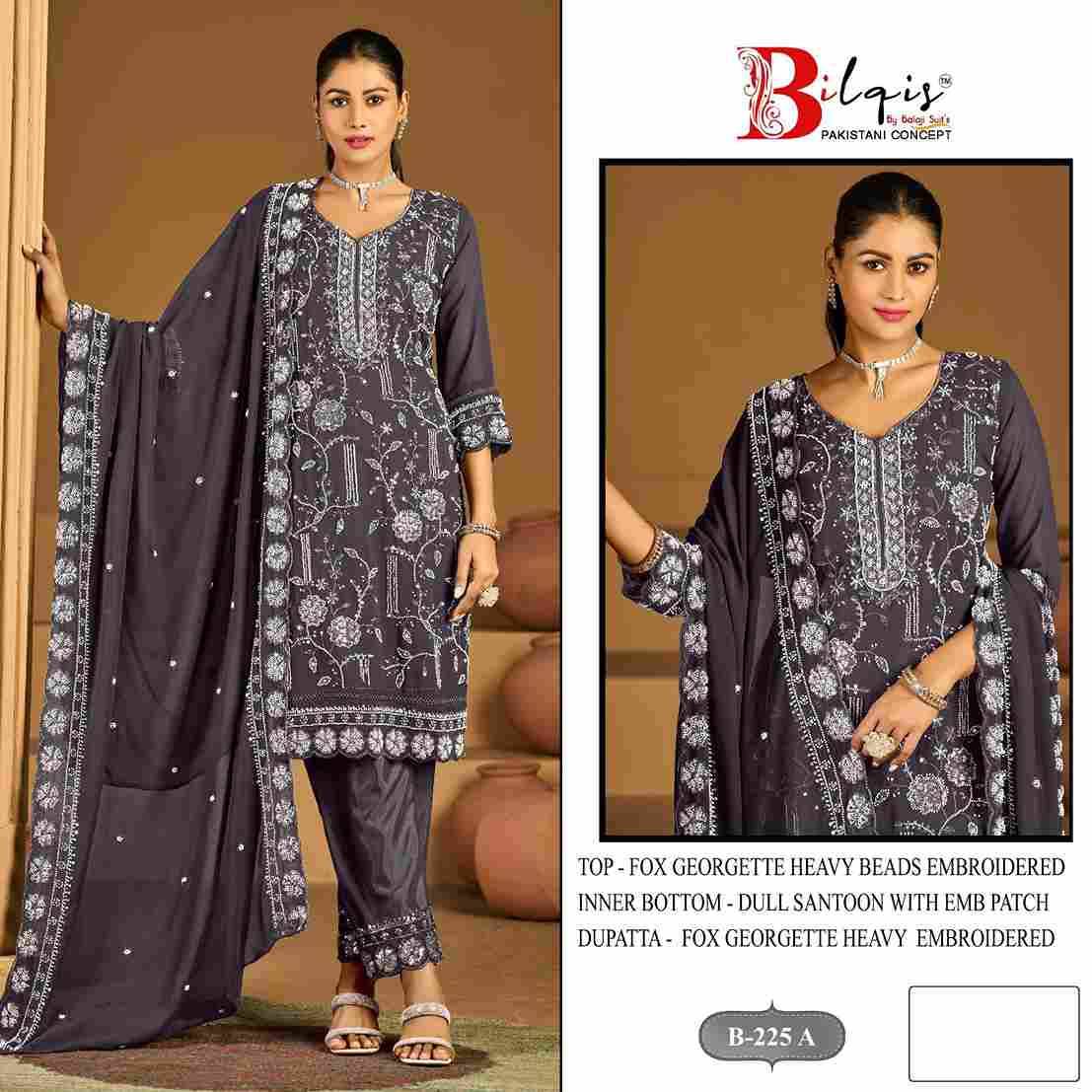 Bilqis 225 Colours By Bilqis 225-A To 225-D Series Beautiful Pakistani Suits Stylish Fancy Colorful Party Wear & Occasional Wear Faux Georgette Embroidery Dresses At Wholesale Price