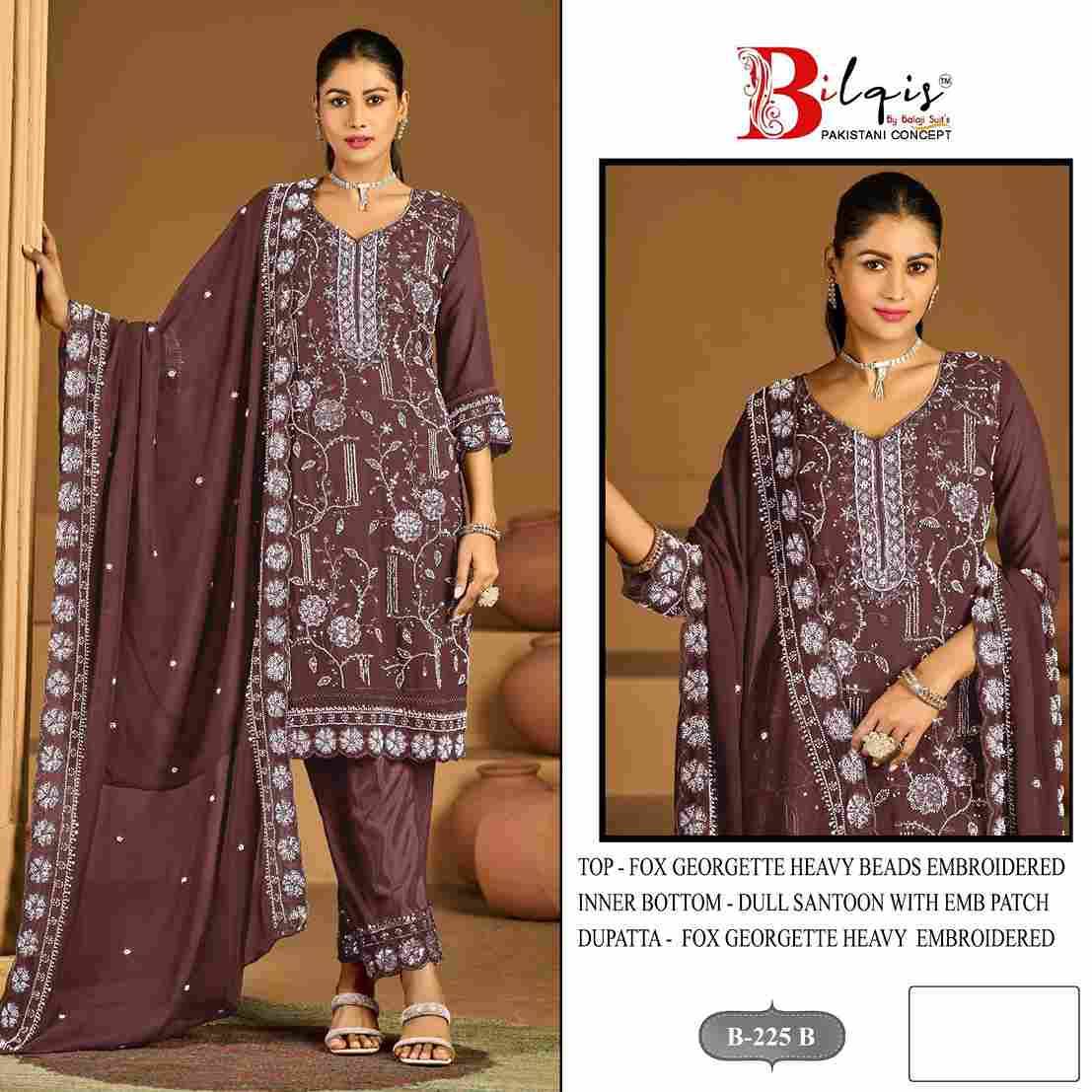 Bilqis 225 Colours By Bilqis 225-A To 225-D Series Beautiful Pakistani Suits Stylish Fancy Colorful Party Wear & Occasional Wear Faux Georgette Embroidery Dresses At Wholesale Price