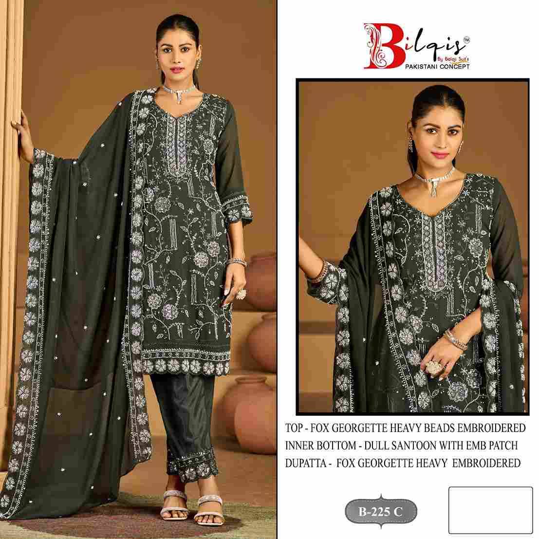 Bilqis 225 Colours By Bilqis 225-A To 225-D Series Beautiful Pakistani Suits Stylish Fancy Colorful Party Wear & Occasional Wear Faux Georgette Embroidery Dresses At Wholesale Price