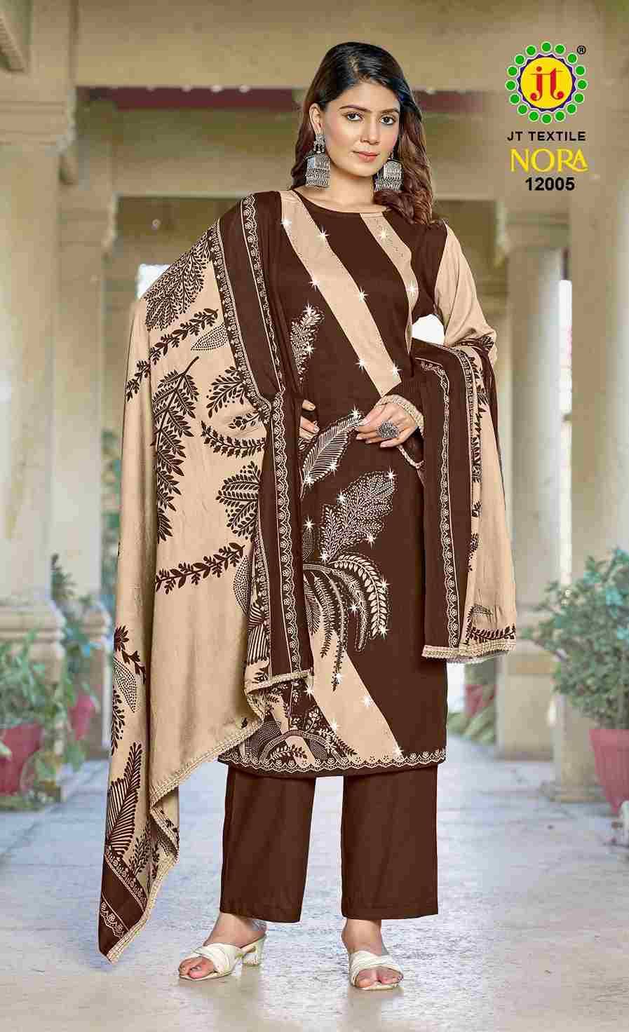 Nora Vol-12 By JT 12001 To 12005 Series Beautiful Festive Suits Colorful Stylish Fancy Casual Wear & Ethnic Wear Rayon Dresses At Wholesale Price