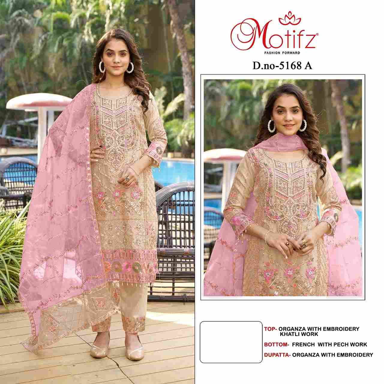 Motifz Hit Design 5168 Colours By Motifz 5168-A To 5168-D Series Beautiful Pakistani Suits Colorful Stylish Fancy Casual Wear & Ethnic Wear Organza Dresses At Wholesale Price