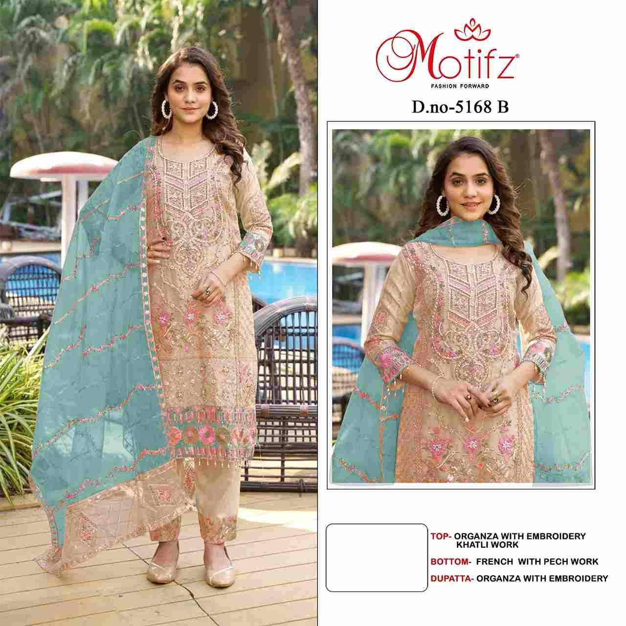 Motifz Hit Design 5168 Colours By Motifz 5168-A To 5168-D Series Beautiful Pakistani Suits Colorful Stylish Fancy Casual Wear & Ethnic Wear Organza Dresses At Wholesale Price