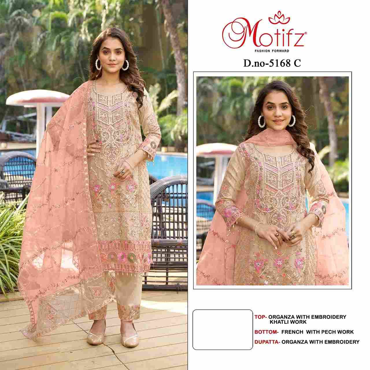 Motifz Hit Design 5168 Colours By Motifz 5168-A To 5168-D Series Beautiful Pakistani Suits Colorful Stylish Fancy Casual Wear & Ethnic Wear Organza Dresses At Wholesale Price