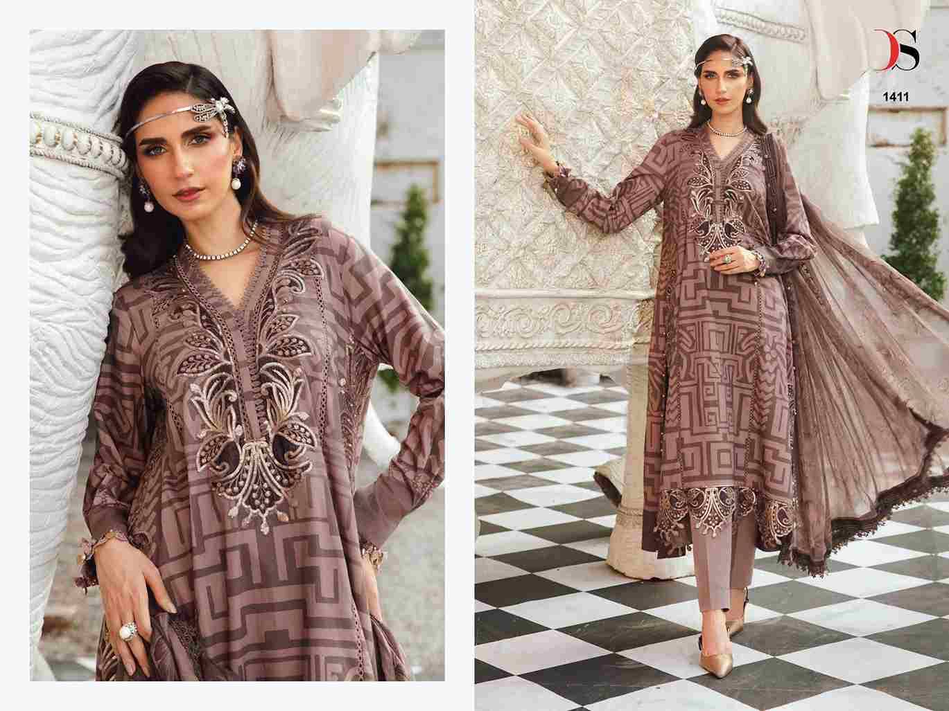Maria.B. Mprint-25 Vol-5 By Deepsy Suits 1411 To 1418 Series Pakistani Stylish Beautiful Colourful Printed & Embroidered Party Wear & Occasional Wear Pure Cotton Dresses At Wholesale Price