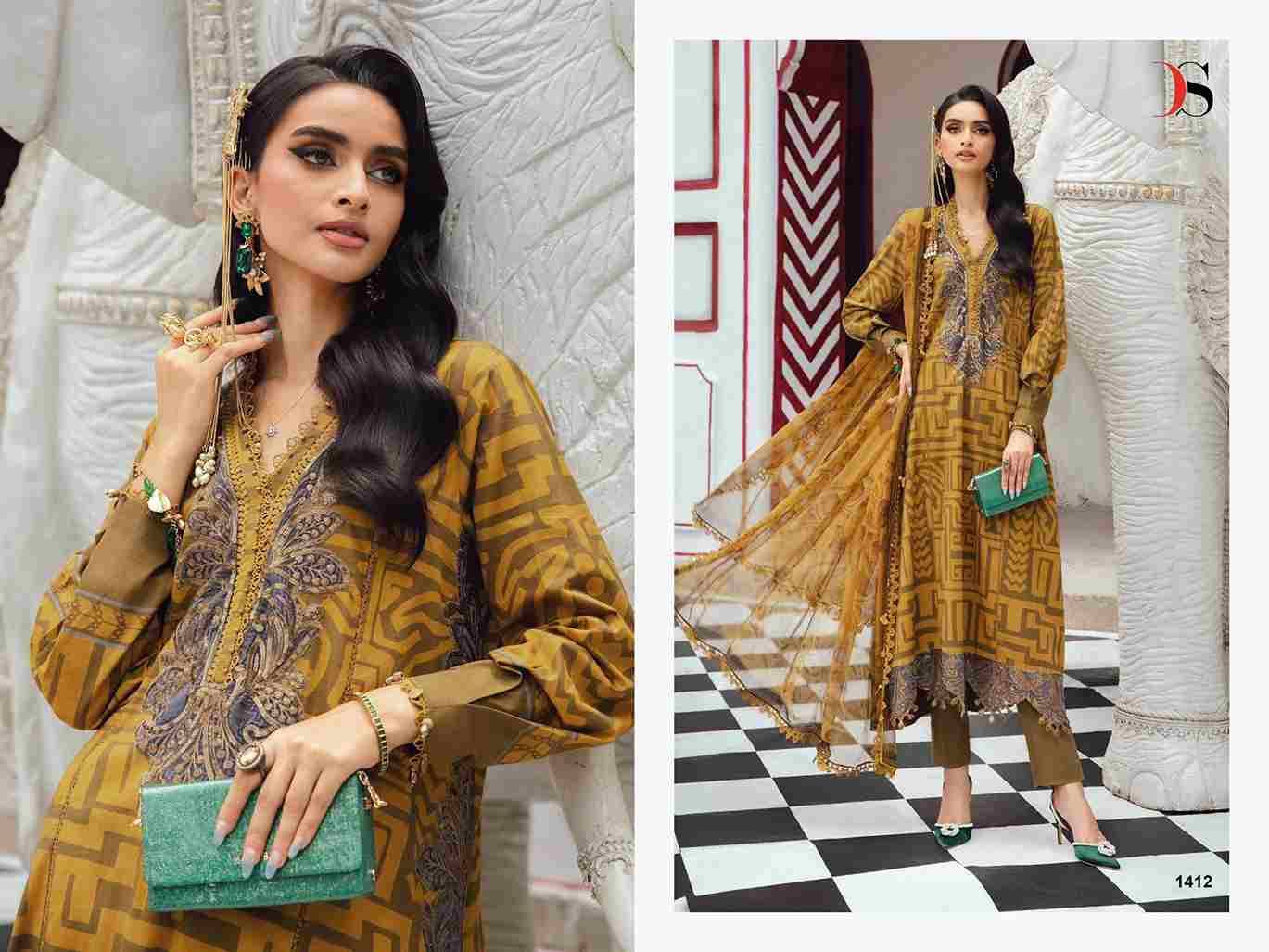 Maria.B. Mprint-25 Vol-5 By Deepsy Suits 1411 To 1418 Series Pakistani Stylish Beautiful Colourful Printed & Embroidered Party Wear & Occasional Wear Pure Cotton Dresses At Wholesale Price