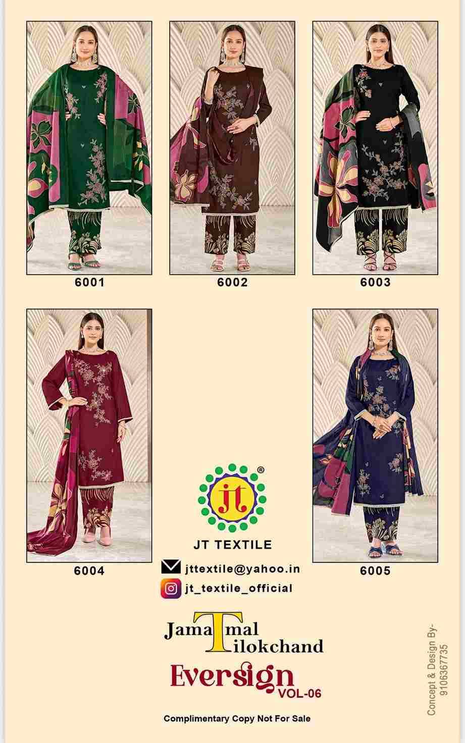 Eversign Vol-6 By JT 6001 To 6005 Series Beautiful Festive Suits Colorful Stylish Fancy Casual Wear & Ethnic Wear Rayon Dresses At Wholesale Price