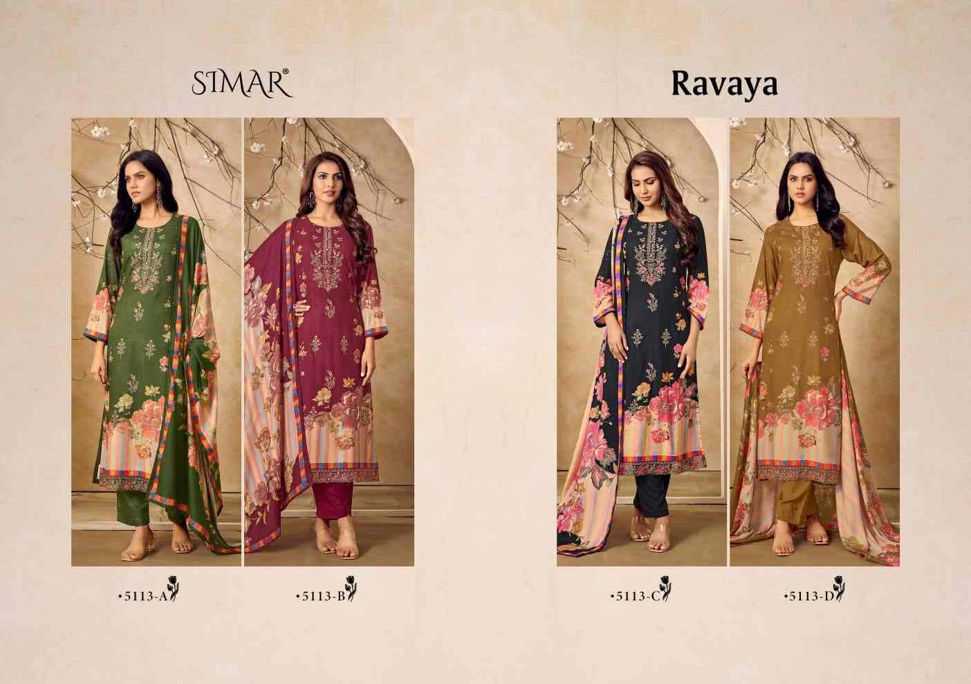Ravaya By Simar 5113-A To 5113-D Series Beautiful Festive Suits Colorful Stylish Fancy Casual Wear & Ethnic Wear Premium Viscose Pashmina Dresses At Wholesale Price