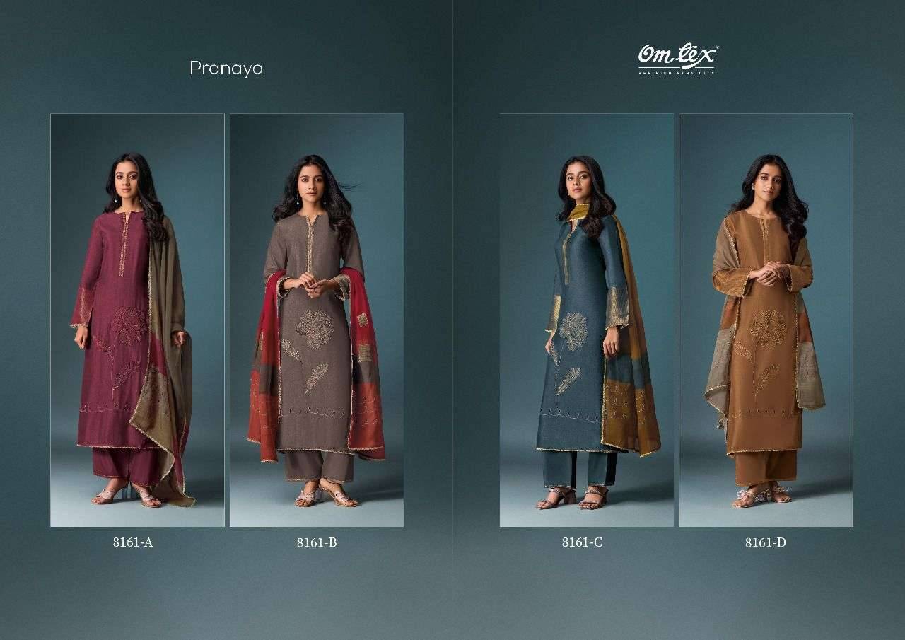 Pranaya By Om Tex 8161-A To 8161-D Series Beautiful Festive Suits Colorful Stylish Fancy Casual Wear & Ethnic Wear Pure Silk Dresses At Wholesale Price
