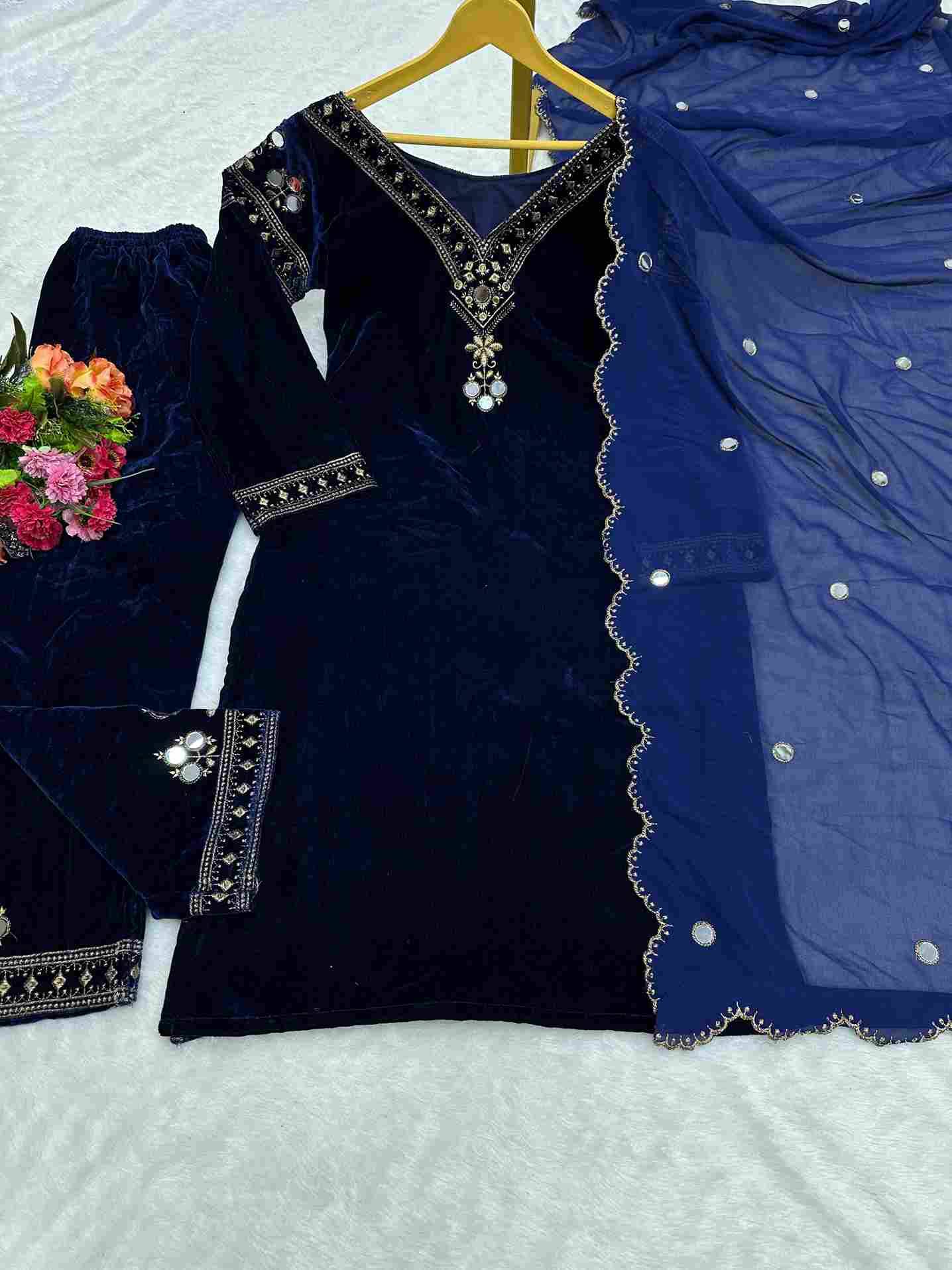 K-1366 By Fashid Wholesale Beautiful Festive Suits Colorful Stylish Fancy Casual Wear & Ethnic Wear Heavy Velvet Dresses At Wholesale Price