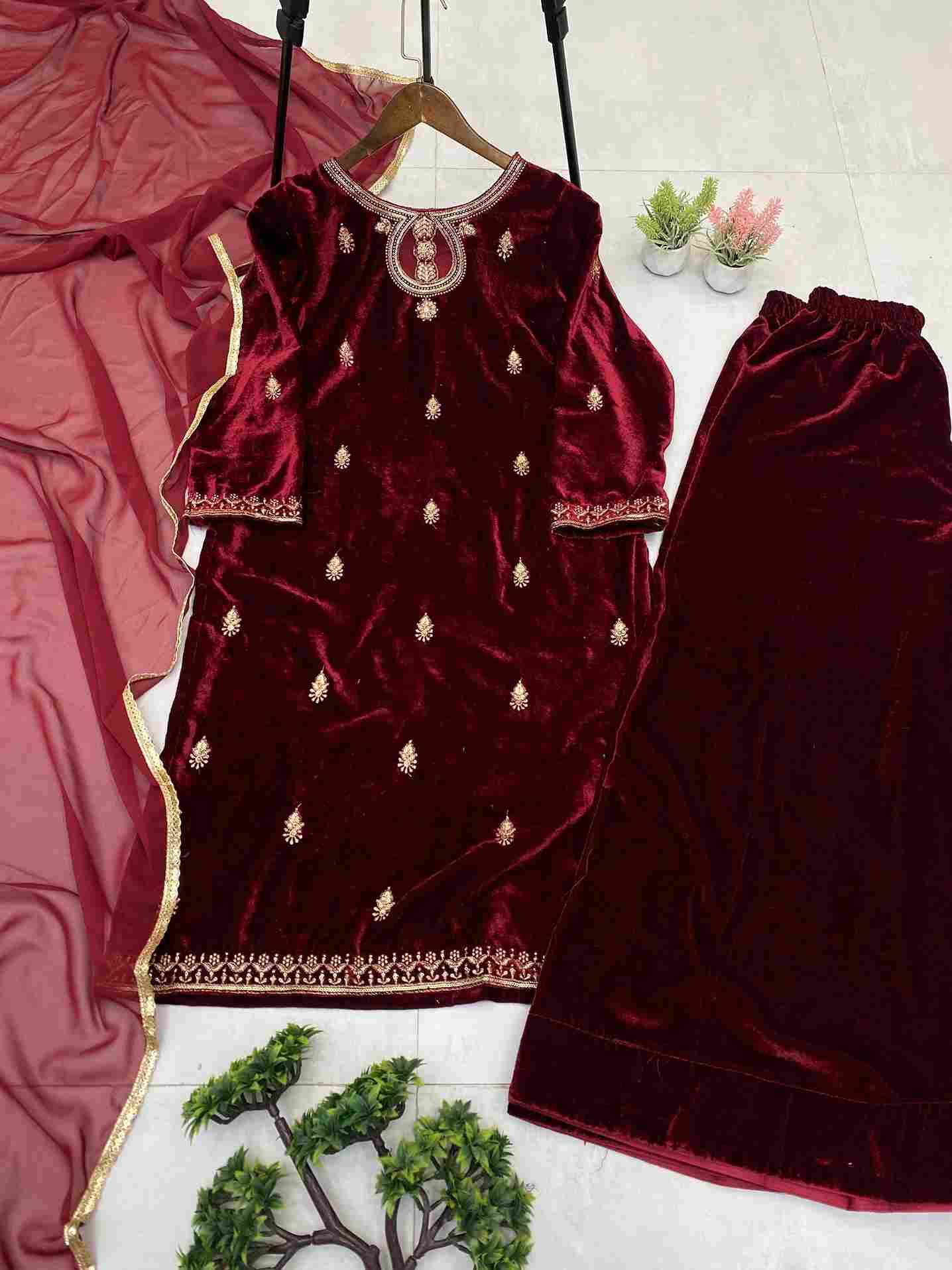 Le-2033 By Fashid Wholesale Beautiful Festive Suits Colorful Stylish Fancy Casual Wear & Ethnic Wear Viscose Velvet Dresses At Wholesale Price