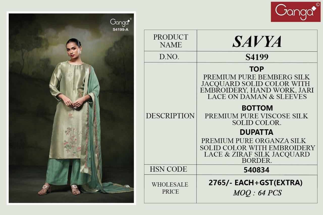 Savya-4199 By Ganga Fashion 4199-A To 4199-B Series Beautiful Festive Suits Stylish Colorful Fancy Casual Wear & Ethnic Wear Premium Bemberg Silk Print Dresses At Wholesale Price