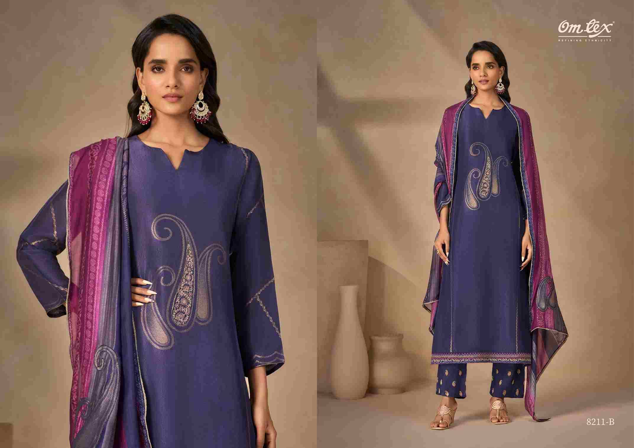 Amrisha By Om Tex 8211-A To 8211-D Series Beautiful Festive Suits Colorful Stylish Fancy Casual Wear & Ethnic Wear Pure Silk Jacquard Dresses At Wholesale Price