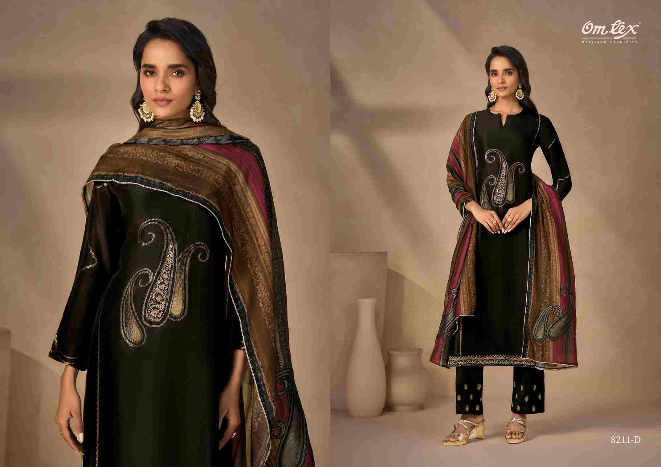 Amrisha By Om Tex 8211-A To 8211-D Series Beautiful Festive Suits Colorful Stylish Fancy Casual Wear & Ethnic Wear Pure Silk Jacquard Dresses At Wholesale Price