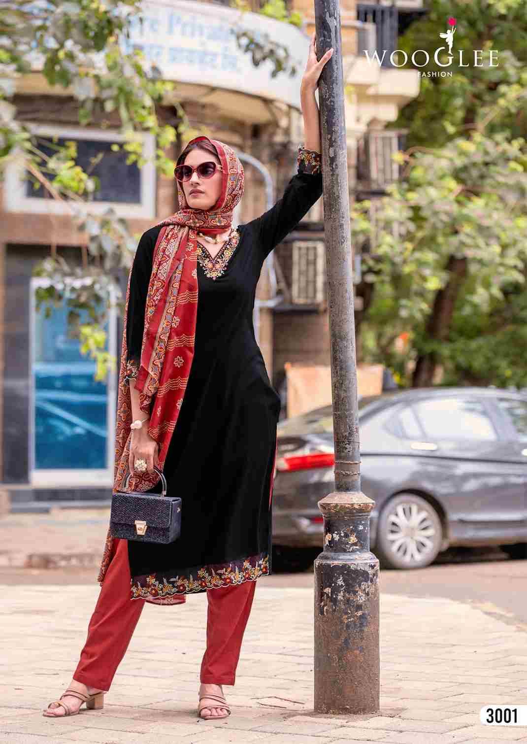 Rajrani By Wooglee 3001 To 3006 Series Designer Festive Suits Collection Beautiful Stylish Fancy Colorful Party Wear & Occasional Wear Viscose Weaving Dresses At Wholesale Price