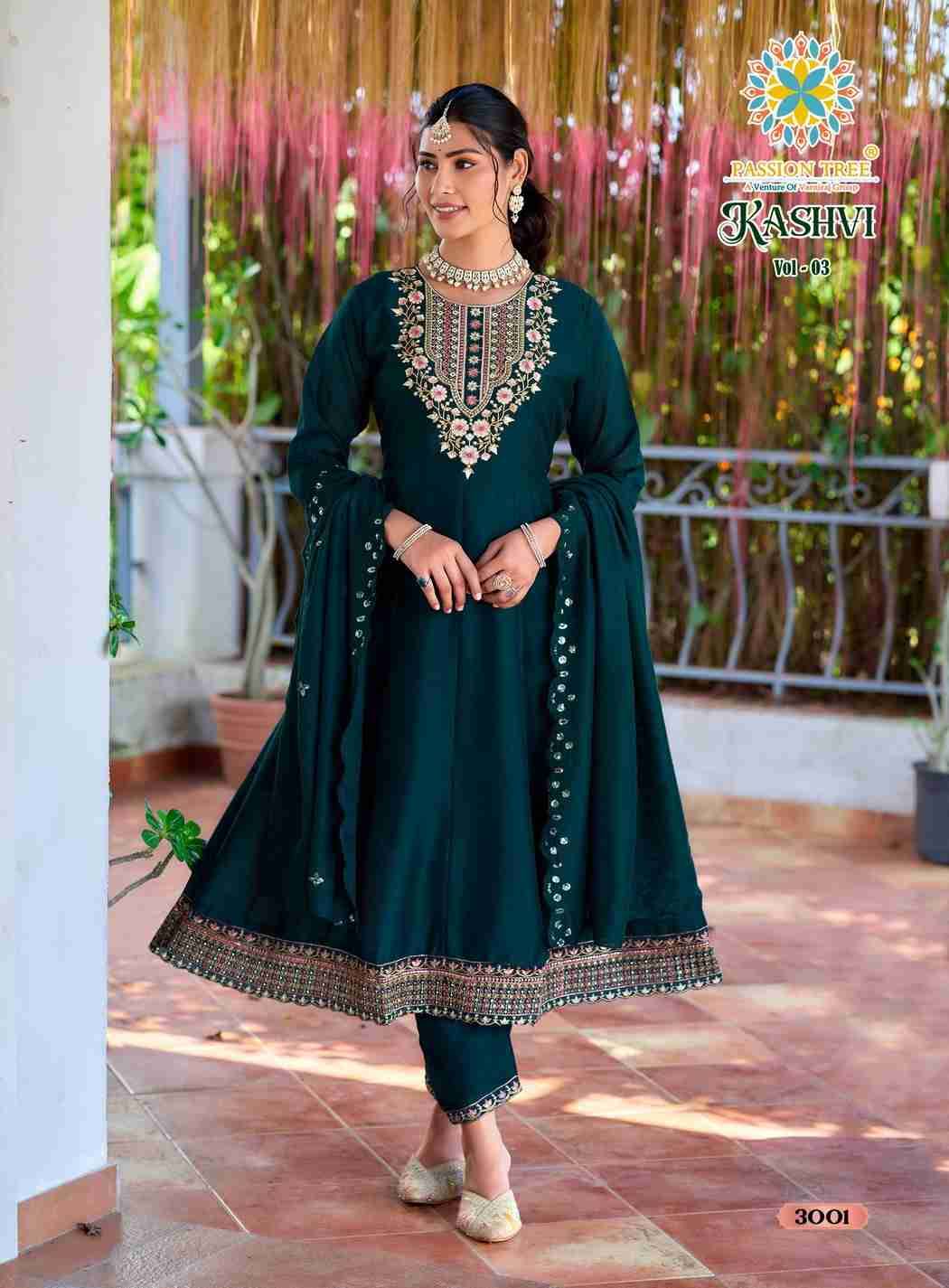 Kashvi Vol-3 By Passion Tree 3001 To 3008 Series Beautiful Festive Suits Colorful Stylish Fancy Casual Wear & Ethnic Wear Vichitra Silk Dresses At Wholesale Price