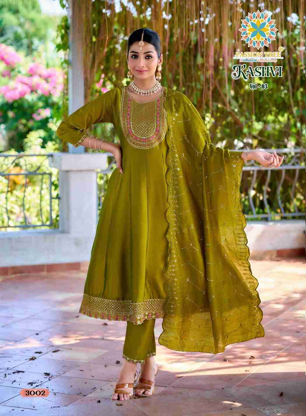 Kashvi Vol-3 By Passion Tree 3001 To 3008 Series Beautiful Festive Suits Colorful Stylish Fancy Casual Wear & Ethnic Wear Vichitra Silk Dresses At Wholesale Price