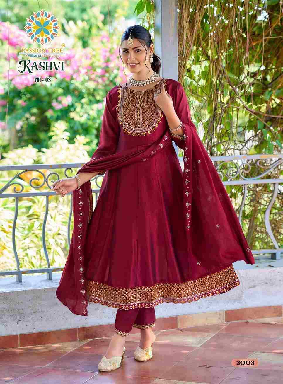Kashvi Vol-3 By Passion Tree 3001 To 3008 Series Beautiful Festive Suits Colorful Stylish Fancy Casual Wear & Ethnic Wear Vichitra Silk Dresses At Wholesale Price