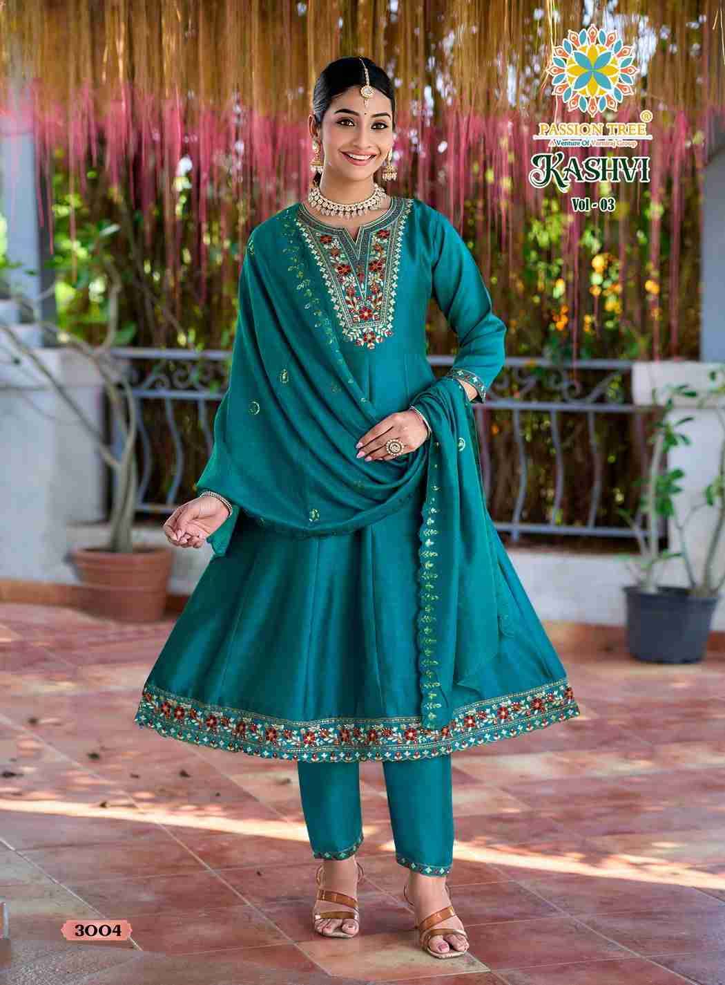 Kashvi Vol-3 By Passion Tree 3001 To 3008 Series Beautiful Festive Suits Colorful Stylish Fancy Casual Wear & Ethnic Wear Vichitra Silk Dresses At Wholesale Price