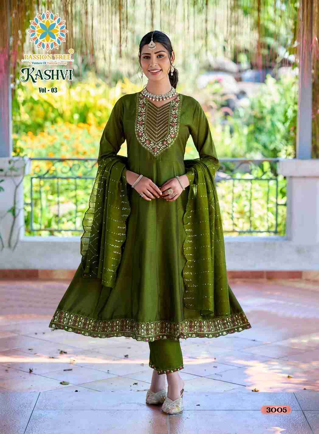 Kashvi Vol-3 By Passion Tree 3001 To 3008 Series Beautiful Festive Suits Colorful Stylish Fancy Casual Wear & Ethnic Wear Vichitra Silk Dresses At Wholesale Price
