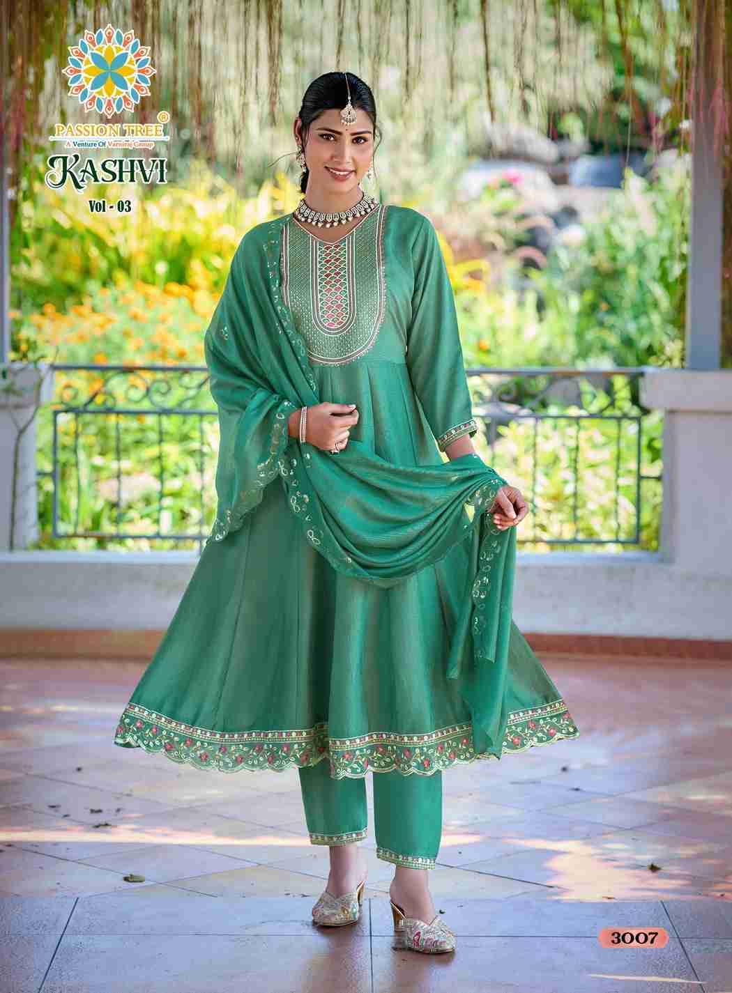 Kashvi Vol-3 By Passion Tree 3001 To 3008 Series Beautiful Festive Suits Colorful Stylish Fancy Casual Wear & Ethnic Wear Vichitra Silk Dresses At Wholesale Price