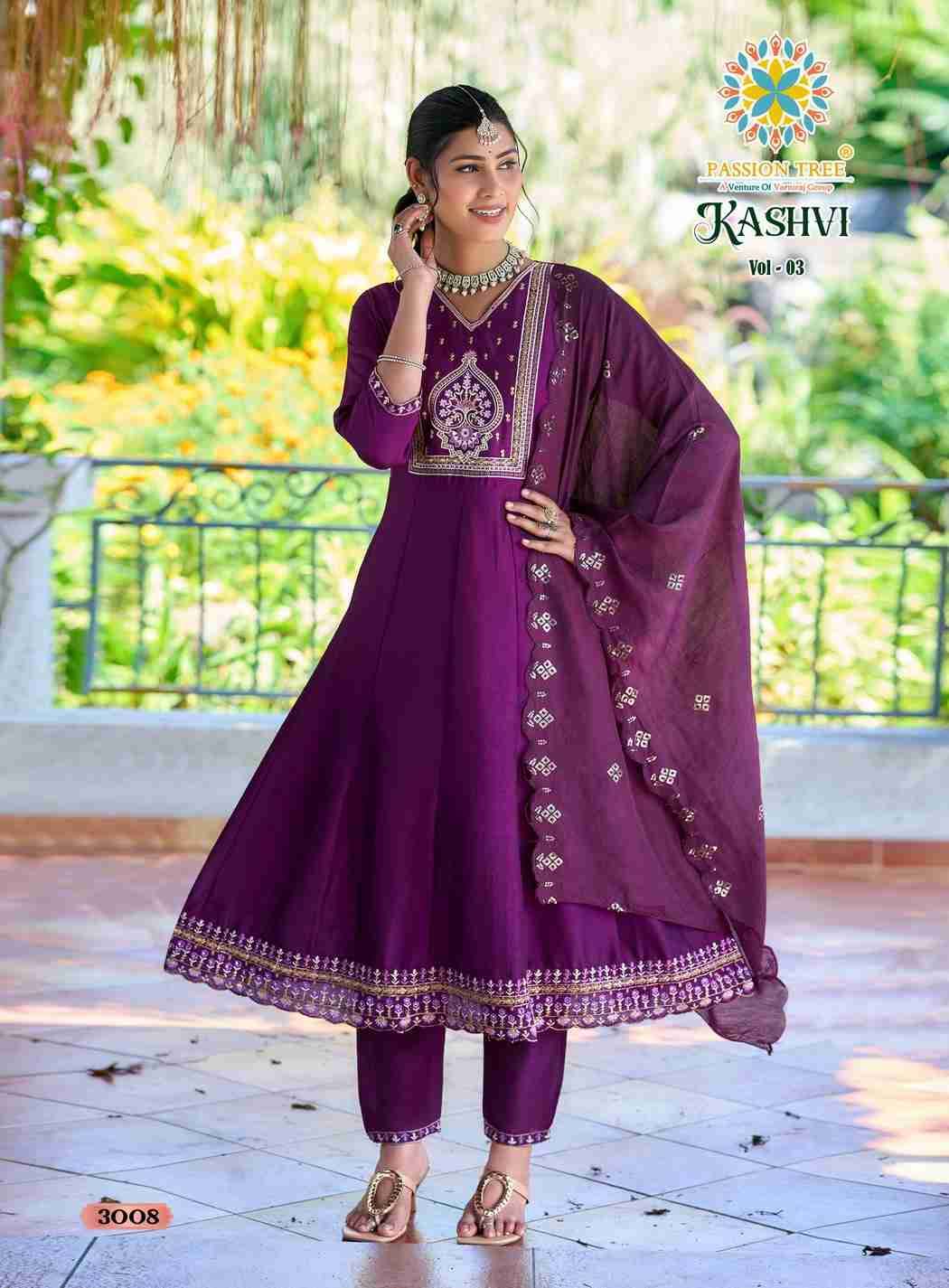 Kashvi Vol-3 By Passion Tree 3001 To 3008 Series Beautiful Festive Suits Colorful Stylish Fancy Casual Wear & Ethnic Wear Vichitra Silk Dresses At Wholesale Price