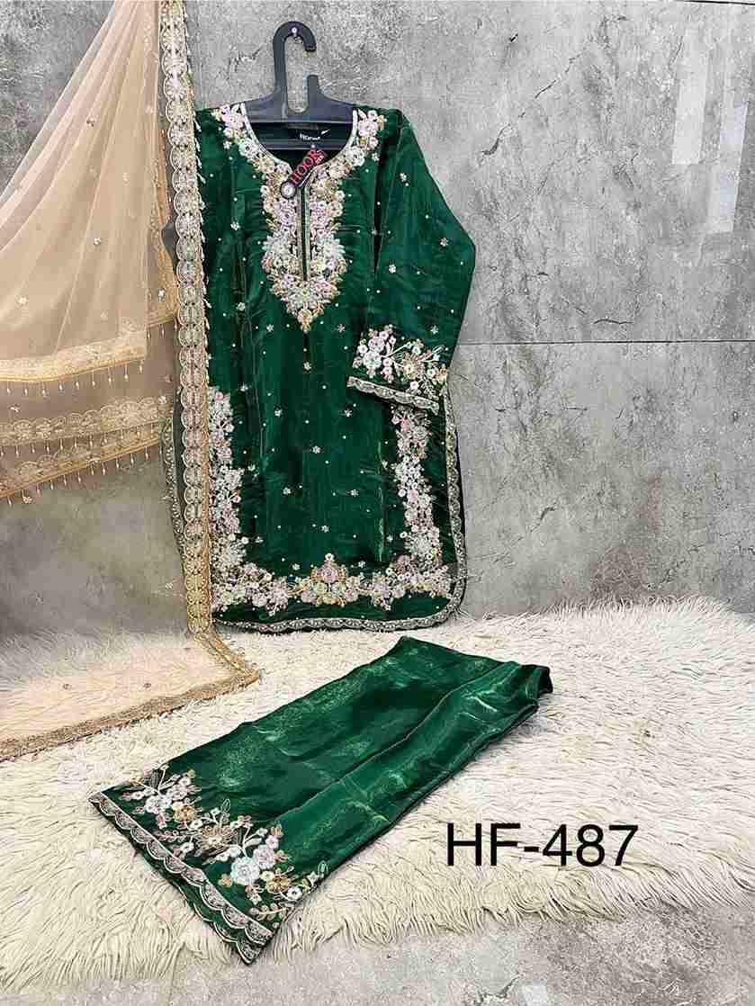 Hoor Tex Hit Design HF-487 Colours By Hoor Tex HF-487-A To HF-487-H Series Designer Festive Pakistani Suits Collection Beautiful Stylish Fancy Colorful Party Wear & Occasional Wear Heavy Jimmy Choo With Embroidered Dresses At Wholesale Price