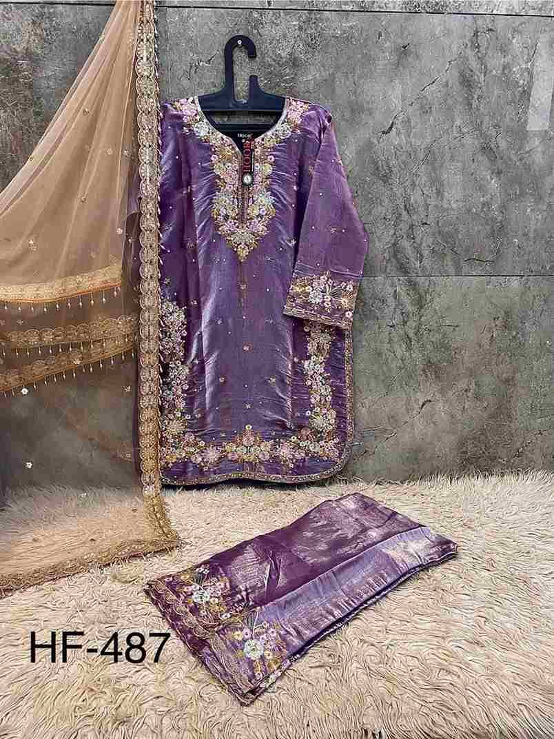 Hoor Tex Hit Design HF-487 Colours By Hoor Tex HF-487-A To HF-487-H Series Designer Festive Pakistani Suits Collection Beautiful Stylish Fancy Colorful Party Wear & Occasional Wear Heavy Jimmy Choo With Embroidered Dresses At Wholesale Price