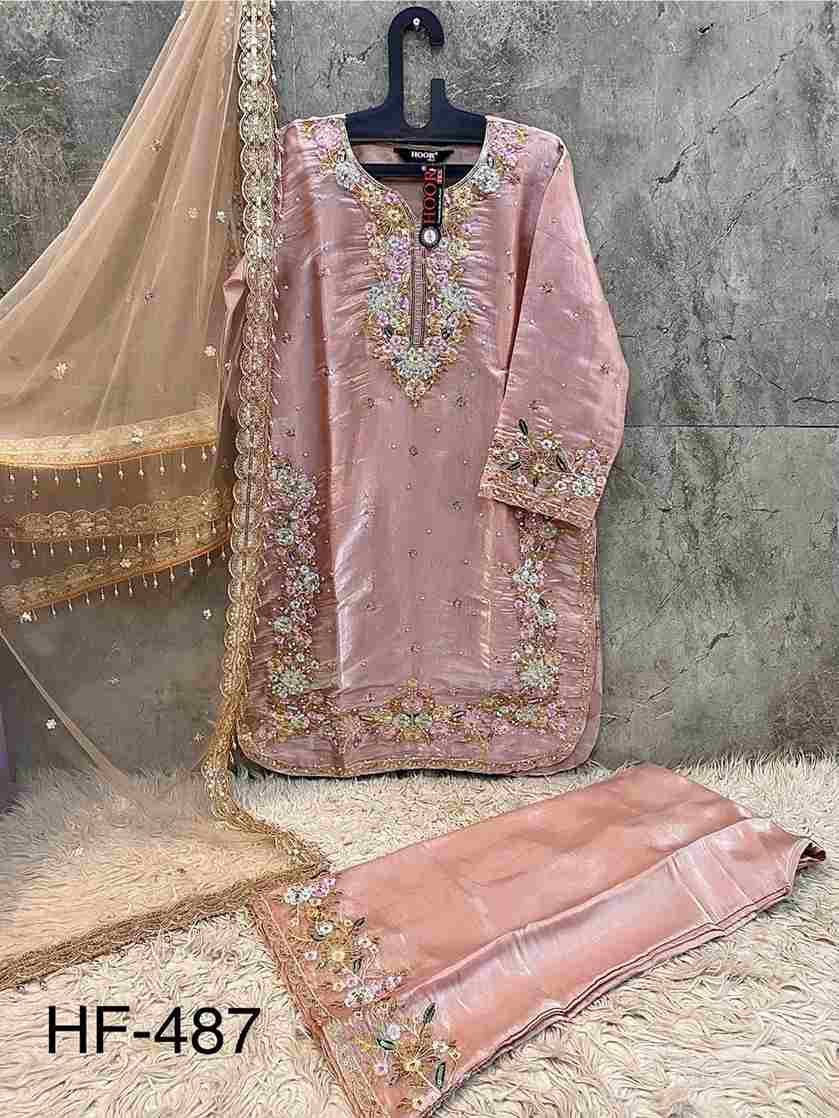 Hoor Tex Hit Design HF-487 Colours By Hoor Tex HF-487-A To HF-487-H Series Designer Festive Pakistani Suits Collection Beautiful Stylish Fancy Colorful Party Wear & Occasional Wear Heavy Jimmy Choo With Embroidered Dresses At Wholesale Price