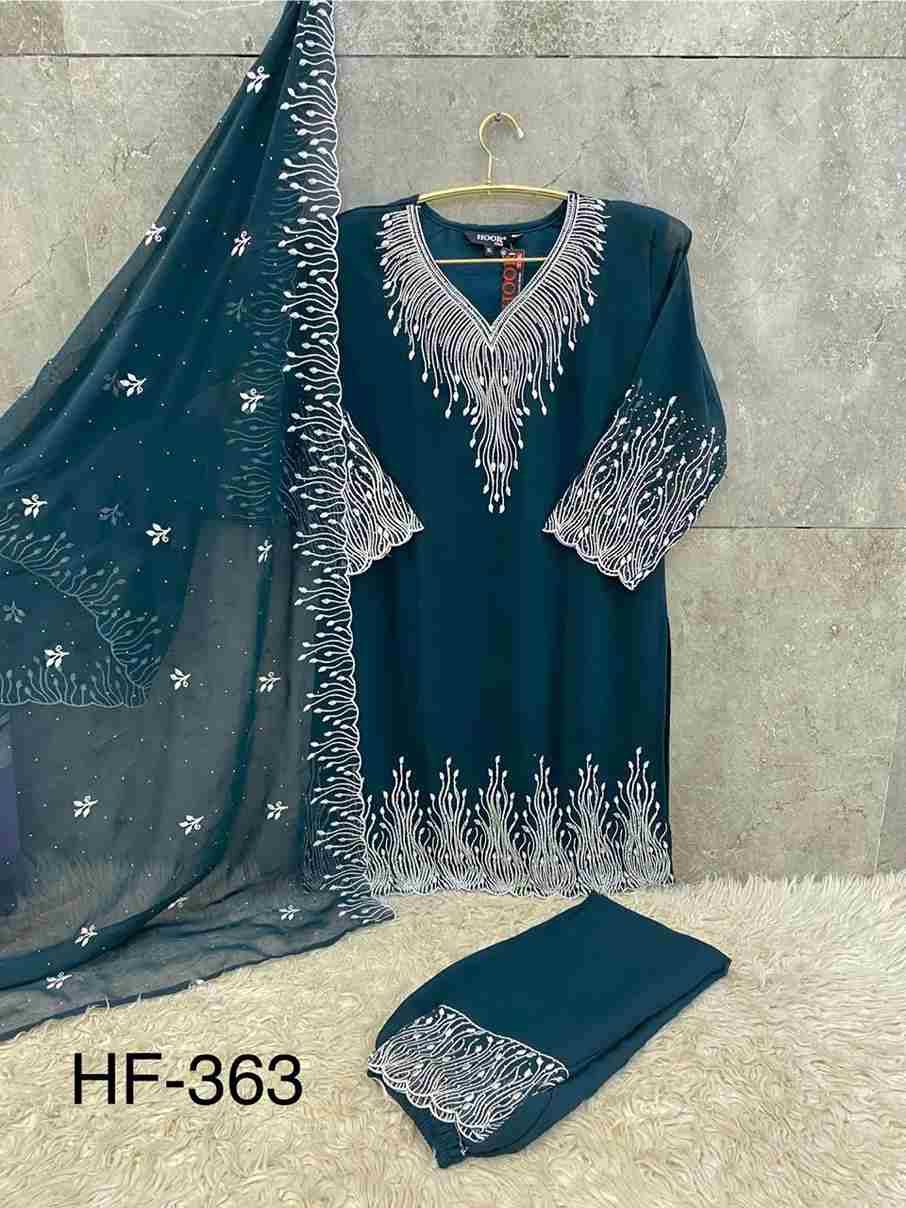 Hoor Tex Hit Design HF-363 Colours By Hoor Tex HF-363-A To HF-363-D Series Designer Festive Pakistani Suits Collection Beautiful Stylish Fancy Colorful Party Wear & Occasional Wear Heavy Georgette With Embroidered Dresses At Wholesale Price