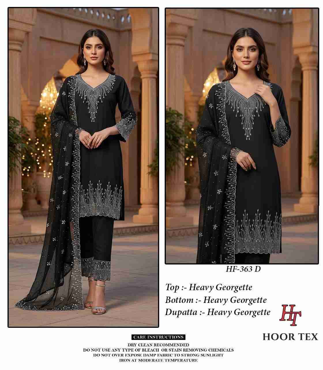 Hoor Tex Hit Design HF-363 Colours By Hoor Tex HF-363-A To HF-363-D Series Designer Festive Pakistani Suits Collection Beautiful Stylish Fancy Colorful Party Wear & Occasional Wear Heavy Georgette With Embroidered Dresses At Wholesale Price