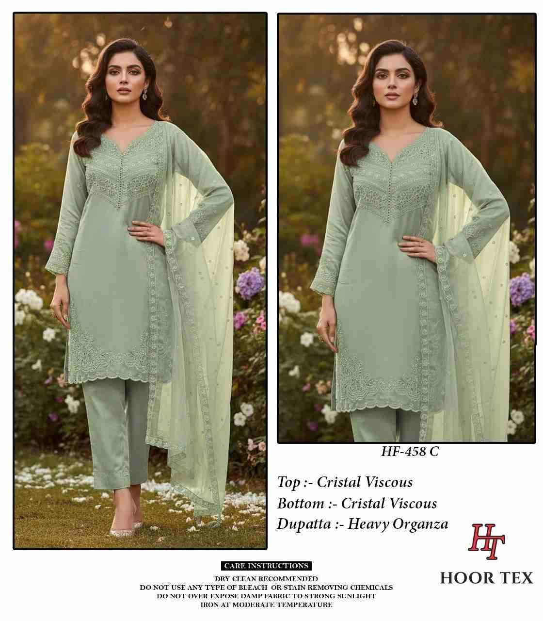 Hoor Tex Hit Design HF-458 Colours By Hoor Tex HF-458-A To HF-458-D Series Designer Festive Pakistani Suits Collection Beautiful Stylish Fancy Colorful Party Wear & Occasional Wear Heavy Viscose With Embroidered Dresses At Wholesale Price