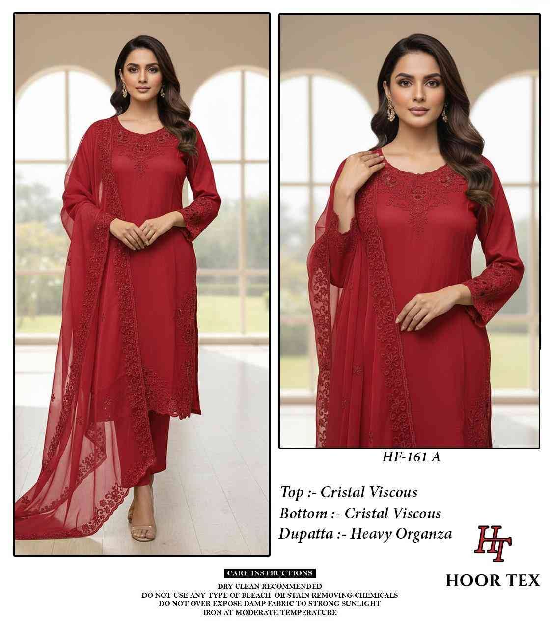 Hoor Tex Hit Design HF-161 Colours By Hoor Tex HF-161-A To HF-161-C Series Designer Festive Pakistani Suits Collection Beautiful Stylish Fancy Colorful Party Wear & Occasional Wear Heavy Viscose Embroidered Dresses At Wholesale Price
