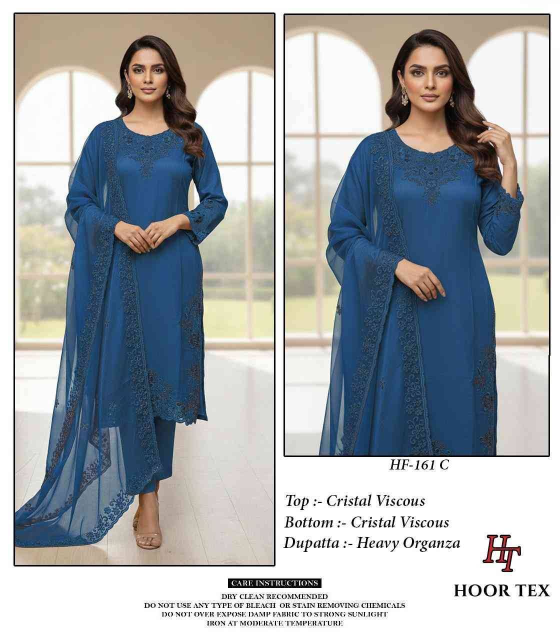 Hoor Tex Hit Design HF-161 Colours By Hoor Tex HF-161-A To HF-161-C Series Designer Festive Pakistani Suits Collection Beautiful Stylish Fancy Colorful Party Wear & Occasional Wear Heavy Viscose Embroidered Dresses At Wholesale Price