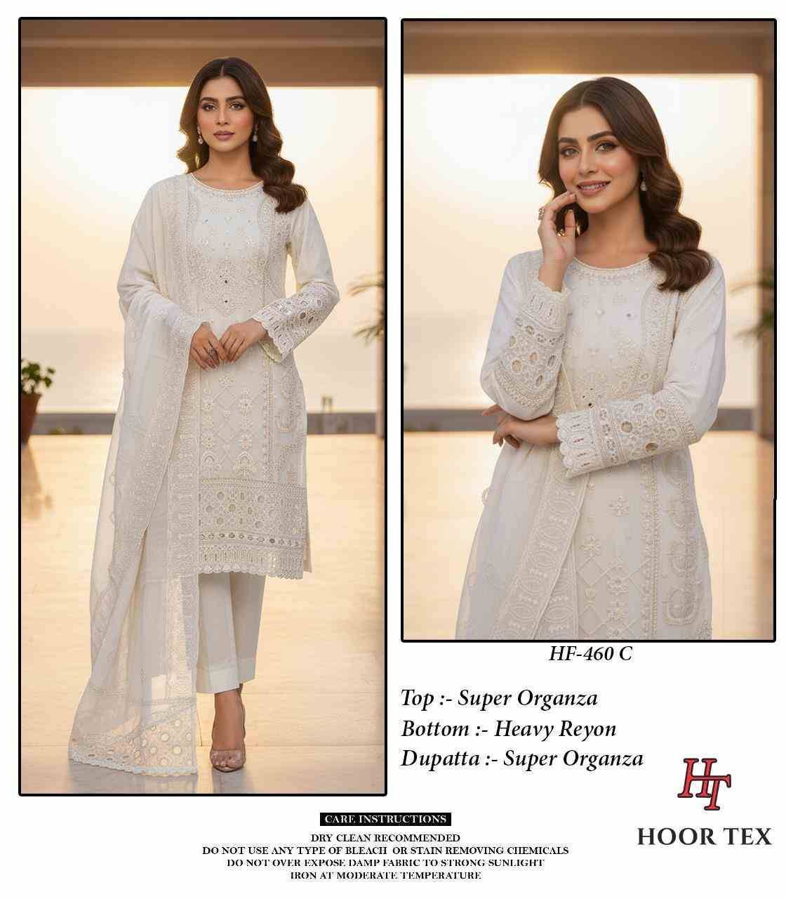 Hoor Tex Hit Design HF-460 Colours By Hoor Tex HF-460-A To HF-460-D Series Designer Festive Pakistani Suits Collection Beautiful Stylish Fancy Colorful Party Wear & Occasional Wear Heavy Organza With Embroidered Dresses At Wholesale Price
