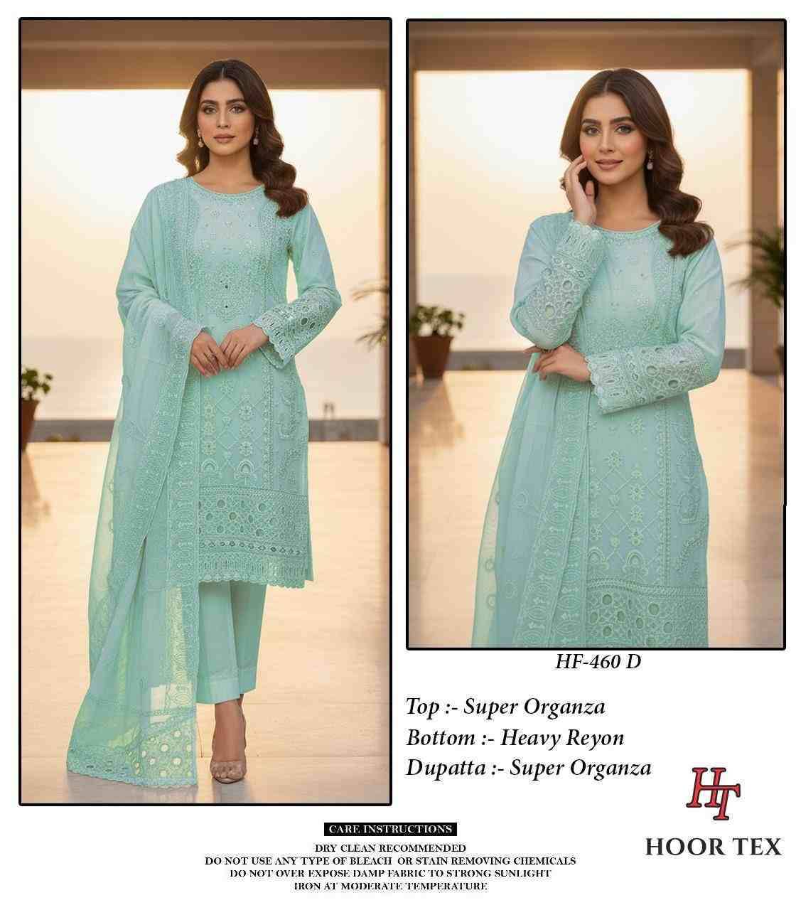 Hoor Tex Hit Design HF-460 Colours By Hoor Tex HF-460-A To HF-460-D Series Designer Festive Pakistani Suits Collection Beautiful Stylish Fancy Colorful Party Wear & Occasional Wear Heavy Organza With Embroidered Dresses At Wholesale Price