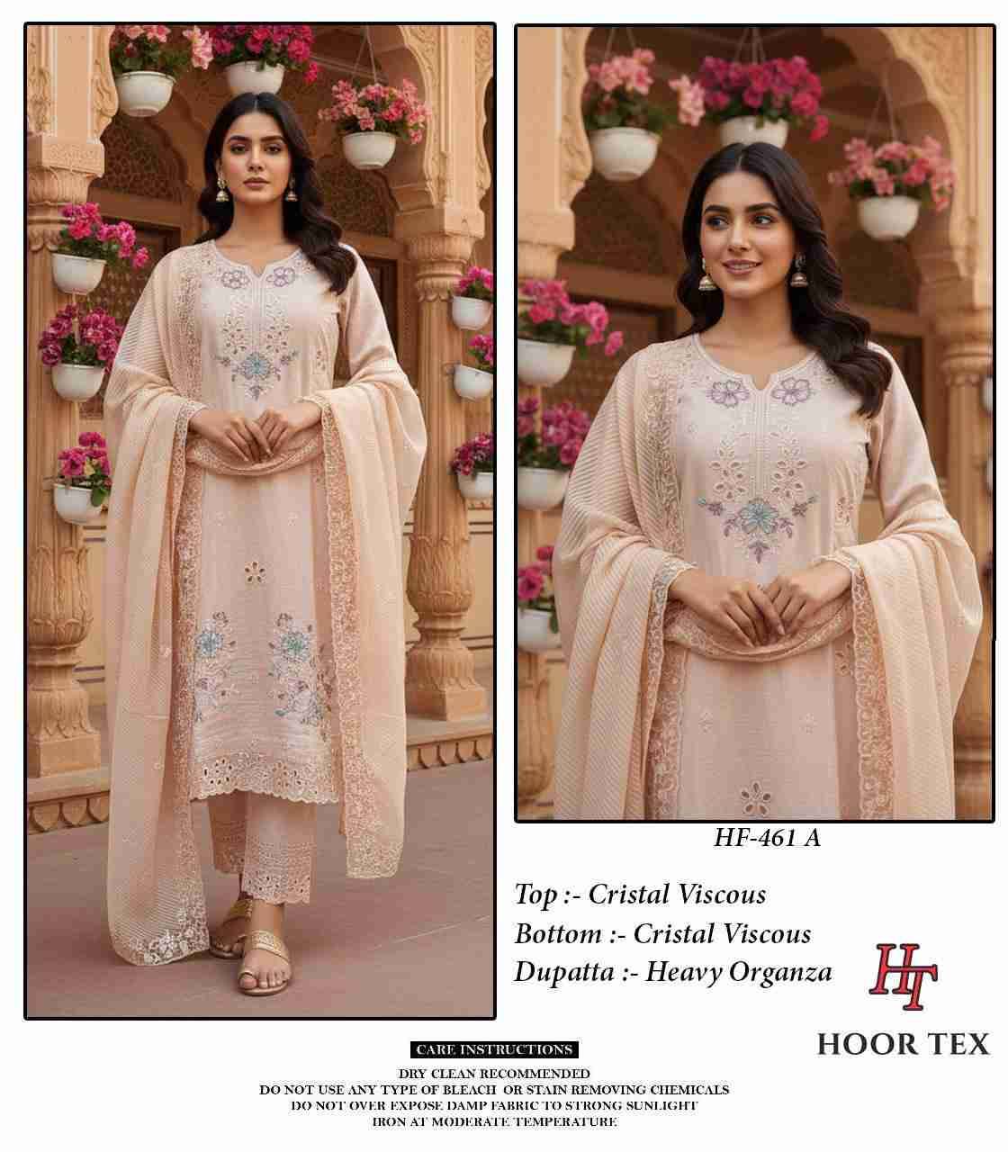 Hoor Tex Hit Design HF-461 Colours By Hoor Tex HF-461-A To HF-461-D Series Designer Festive Pakistani Suits Collection Beautiful Stylish Fancy Colorful Party Wear & Occasional Wear Heavy Viscose With Embroidered Dresses At Wholesale Price