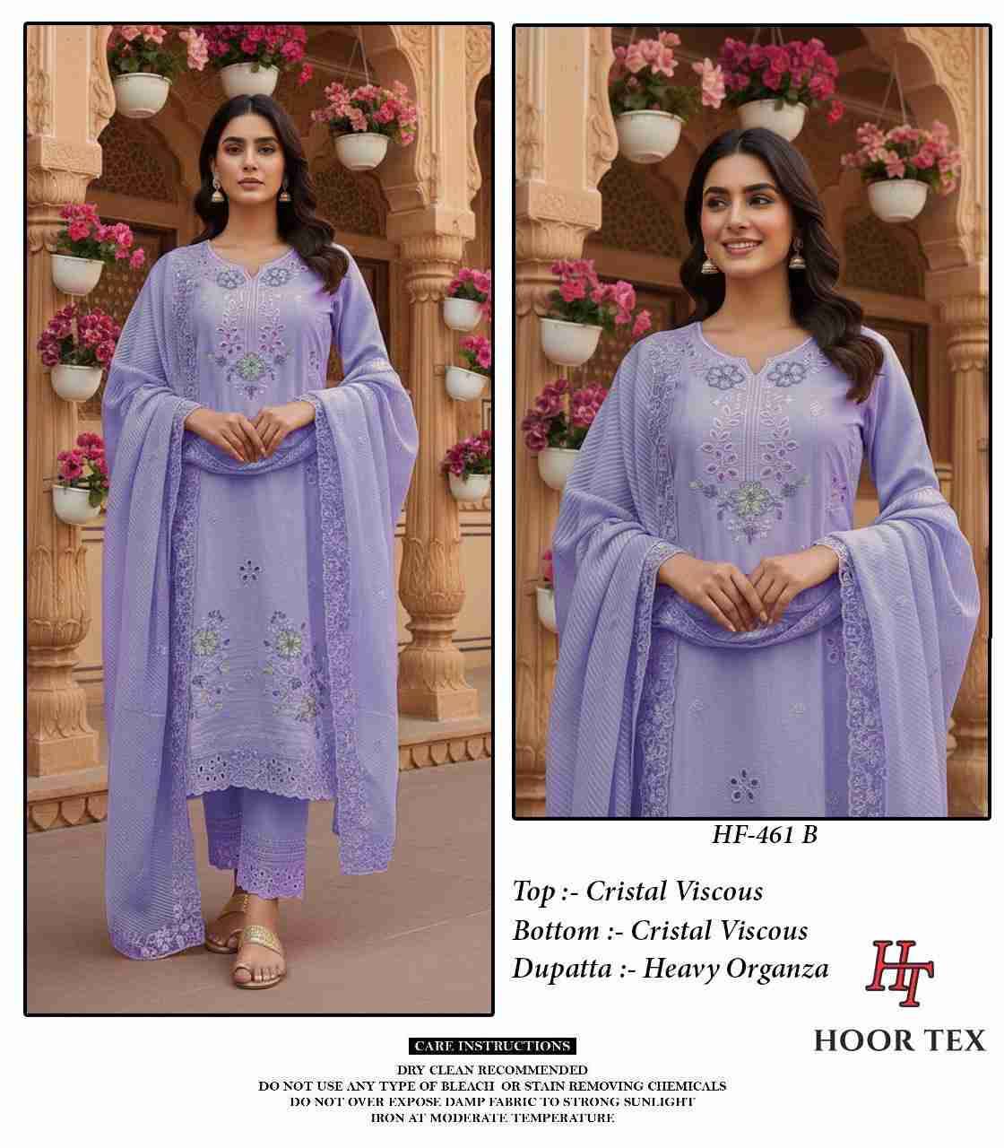Hoor Tex Hit Design HF-461 Colours By Hoor Tex HF-461-A To HF-461-D Series Designer Festive Pakistani Suits Collection Beautiful Stylish Fancy Colorful Party Wear & Occasional Wear Heavy Viscose With Embroidered Dresses At Wholesale Price