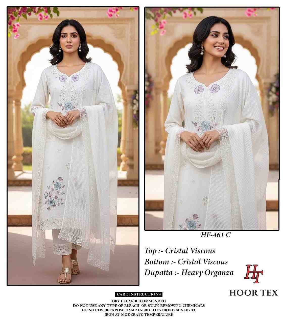 Hoor Tex Hit Design HF-461 Colours By Hoor Tex HF-461-A To HF-461-D Series Designer Festive Pakistani Suits Collection Beautiful Stylish Fancy Colorful Party Wear & Occasional Wear Heavy Viscose With Embroidered Dresses At Wholesale Price