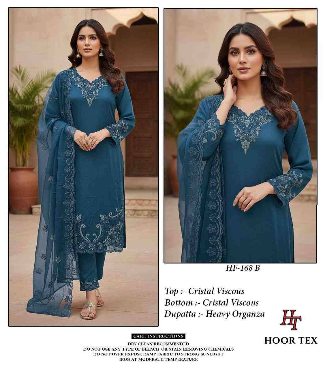 Hoor Tex Hit Design HF-168 Colours By Hoor Tex HF-168-A To HF-168-C Series Designer Festive Pakistani Suits Collection Beautiful Stylish Fancy Colorful Party Wear & Occasional Wear Heavy Viscose Embroidered Dresses At Wholesale Price