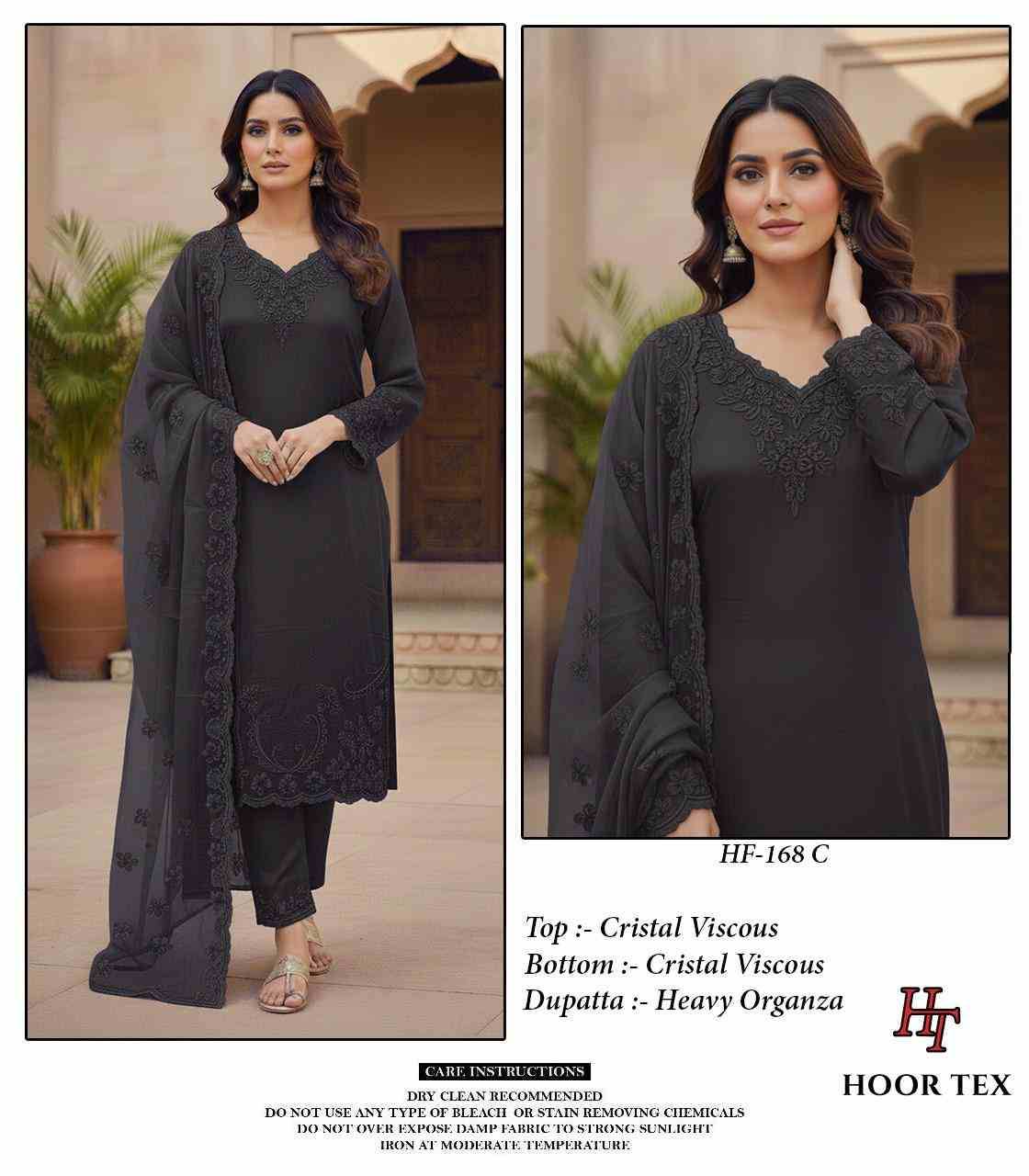 Hoor Tex Hit Design HF-168 Colours By Hoor Tex HF-168-A To HF-168-C Series Designer Festive Pakistani Suits Collection Beautiful Stylish Fancy Colorful Party Wear & Occasional Wear Heavy Viscose Embroidered Dresses At Wholesale Price