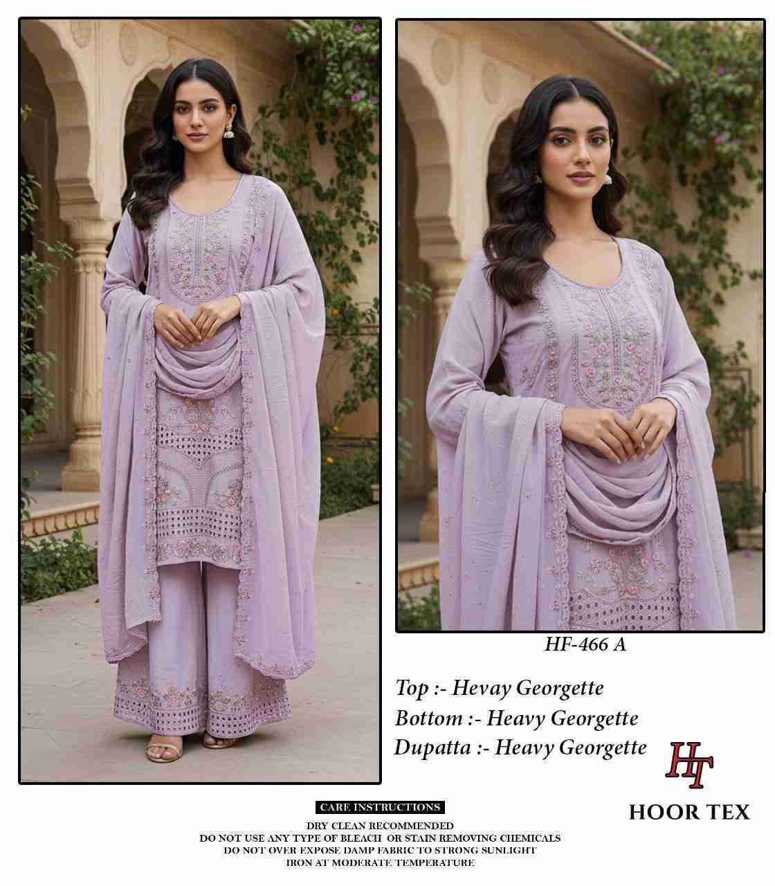 Hoor Tex Hit Design HF-466 Colours By Hoor Tex HF-466-A To HF-466-D Series Designer Festive Pakistani Suits Collection Beautiful Stylish Fancy Colorful Party Wear & Occasional Wear Heavy Georgette With Embroidered Dresses At Wholesale Price