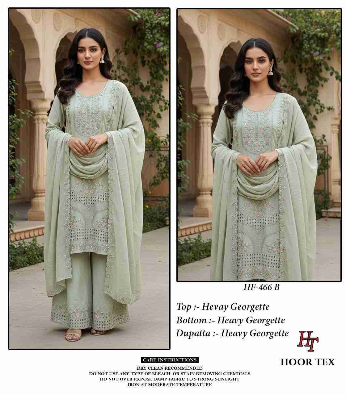 Hoor Tex Hit Design HF-466 Colours By Hoor Tex HF-466-A To HF-466-D Series Designer Festive Pakistani Suits Collection Beautiful Stylish Fancy Colorful Party Wear & Occasional Wear Heavy Georgette With Embroidered Dresses At Wholesale Price