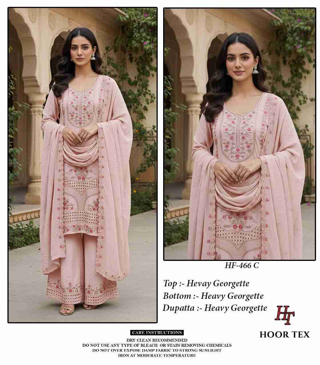 Hoor Tex Hit Design HF-466 Colours By Hoor Tex HF-466-A To HF-466-D Series Designer Festive Pakistani Suits Collection Beautiful Stylish Fancy Colorful Party Wear & Occasional Wear Heavy Georgette With Embroidered Dresses At Wholesale Price