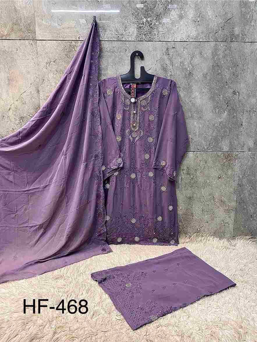Hoor Tex Hit Design HF-468 Colours By Hoor Tex HF-468-A To HF-468-D Series Designer Festive Pakistani Suits Collection Beautiful Stylish Fancy Colorful Party Wear & Occasional Wear Heavy Georgette With Embroidered Dresses At Wholesale Price
