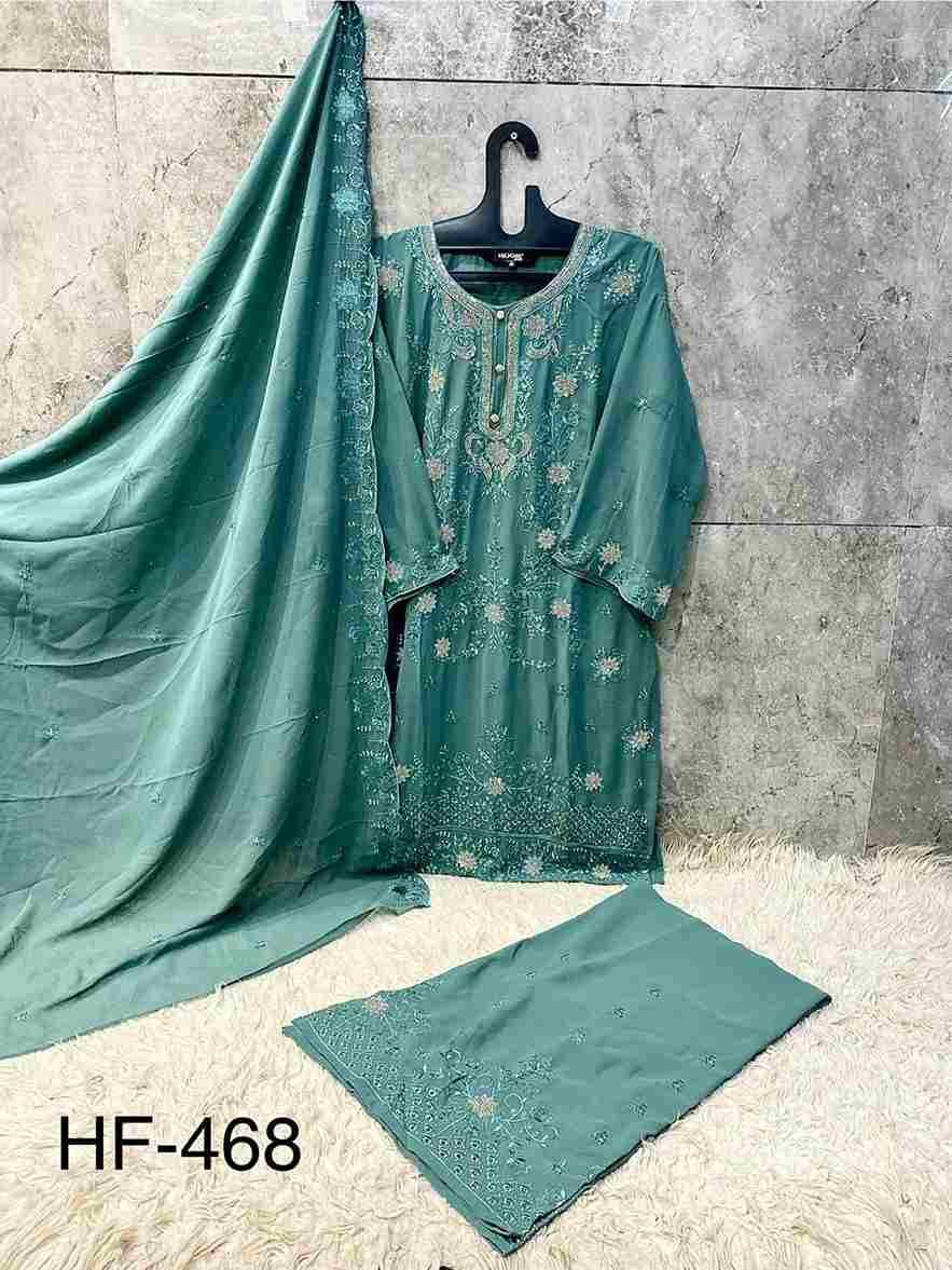 Hoor Tex Hit Design HF-468 Colours By Hoor Tex HF-468-A To HF-468-D Series Designer Festive Pakistani Suits Collection Beautiful Stylish Fancy Colorful Party Wear & Occasional Wear Heavy Georgette With Embroidered Dresses At Wholesale Price