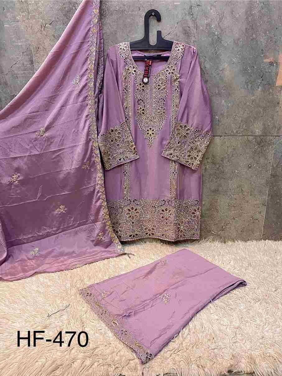 Hoor Tex Hit Design HF-470 Colours By Hoor Tex HF-470-A To HF-470-D Series Designer Festive Pakistani Suits Collection Beautiful Stylish Fancy Colorful Party Wear & Occasional Wear Heavy Chinnon With Embroidered Dresses At Wholesale Price