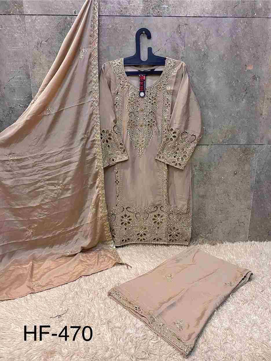 Hoor Tex Hit Design HF-470 Colours By Hoor Tex HF-470-A To HF-470-D Series Designer Festive Pakistani Suits Collection Beautiful Stylish Fancy Colorful Party Wear & Occasional Wear Heavy Chinnon With Embroidered Dresses At Wholesale Price