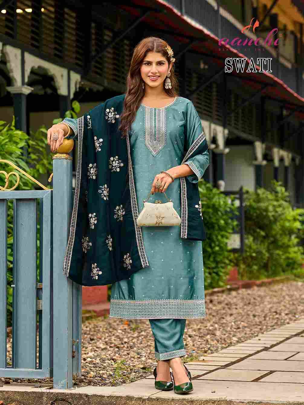 Swati By Aanchi 01 To 04 Series Beautiful Stylish Festive Suits Fancy Colorful Casual Wear & Ethnic Wear & Ready To Wear Silk Dresses At Wholesale Price