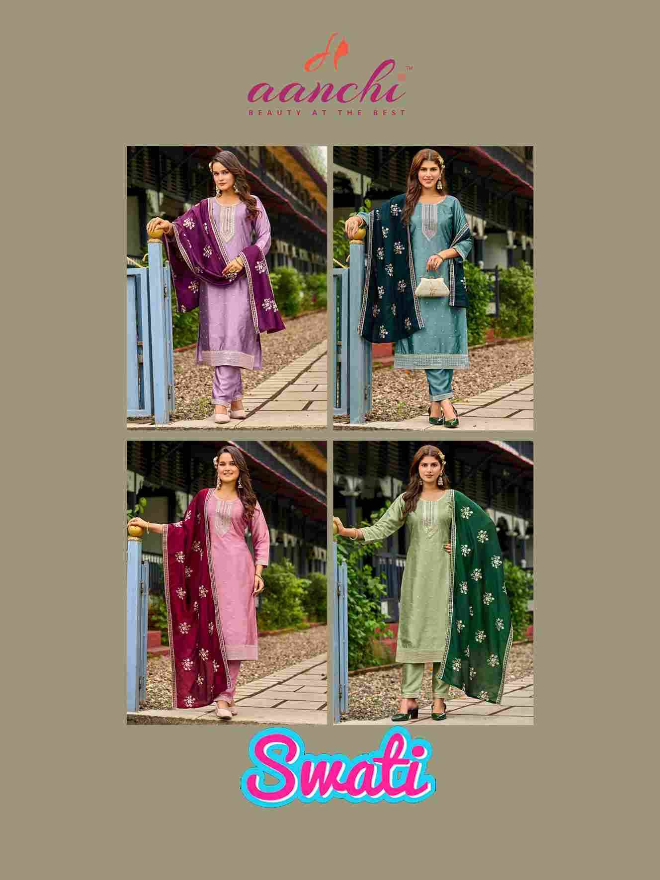 Swati By Aanchi 01 To 04 Series Beautiful Stylish Festive Suits Fancy Colorful Casual Wear & Ethnic Wear & Ready To Wear Silk Dresses At Wholesale Price