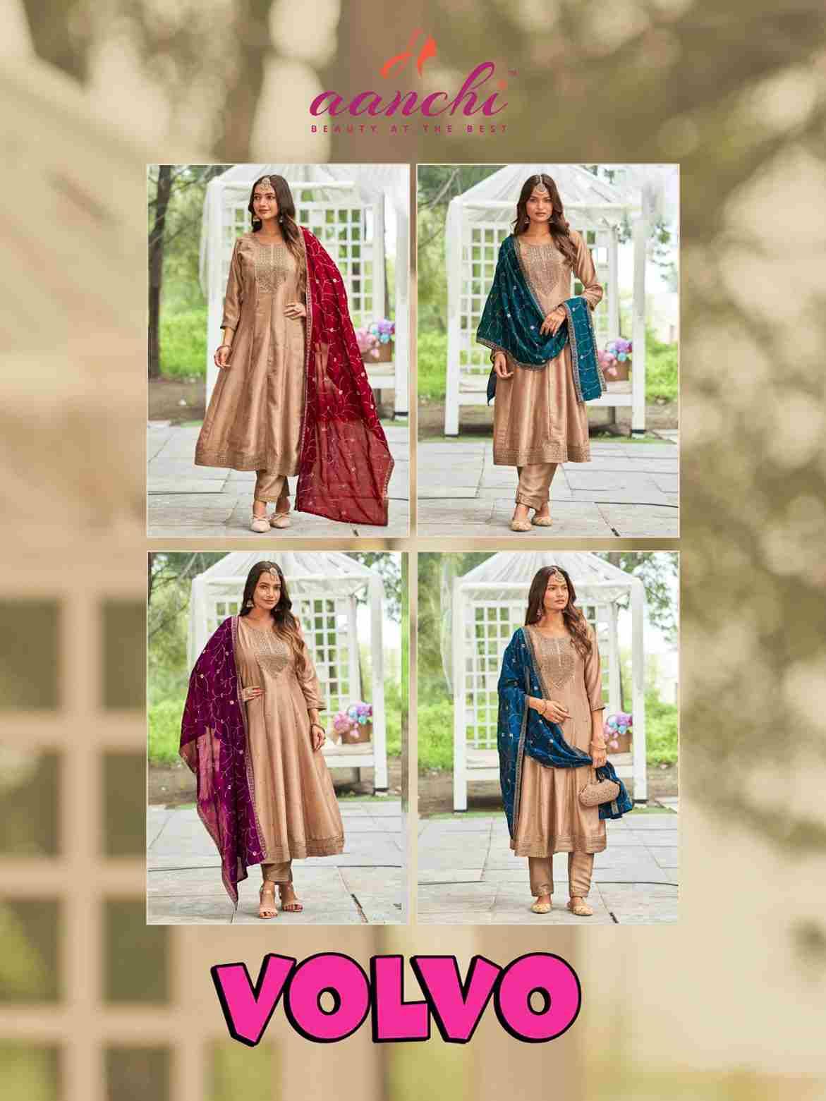 Volvo By Aanchi 01 To 04 Series Beautiful Stylish Anarkali Suits Fancy Colorful Casual Wear & Ethnic Wear & Ready To Wear Vichitra Silk Dresses At Wholesale Price